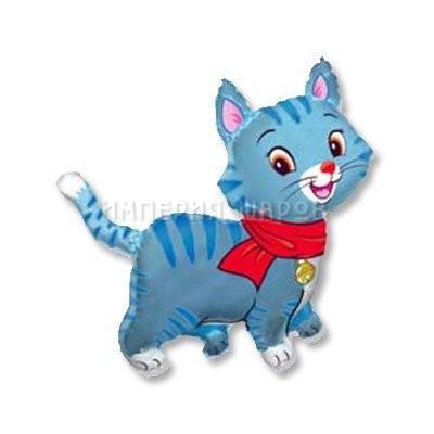 Шар фигура Кошечка с шарфом голубая