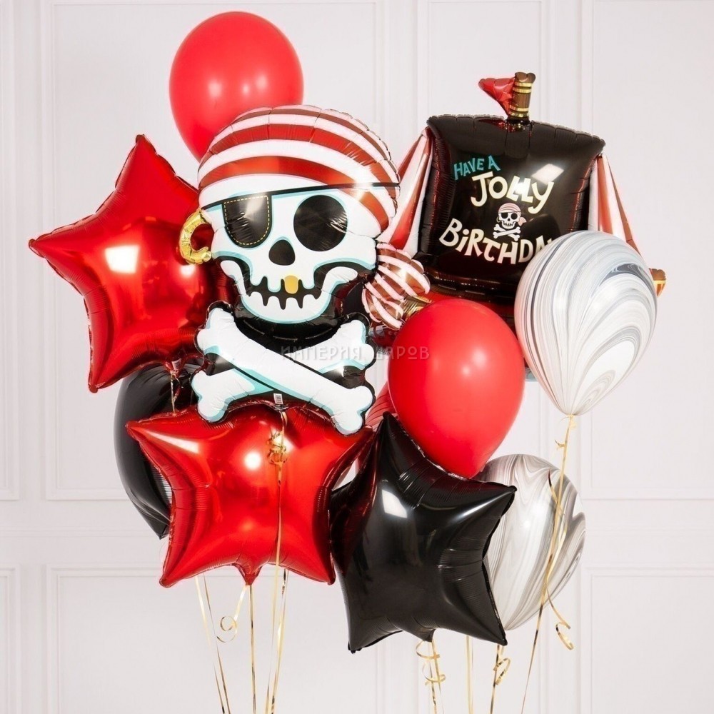 Букет из воздушных шаров для мальчика «Пиратский корабль»