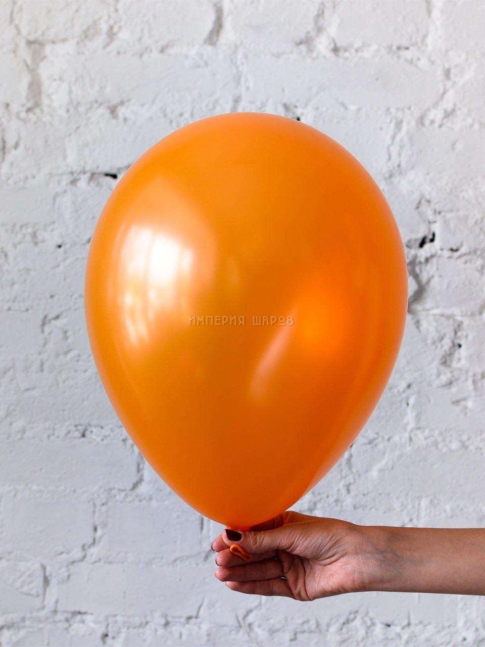 Латексный шар с гелием оранжевый металлик