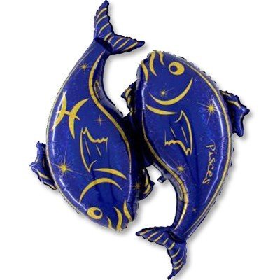 Шар фигура  Зодиак Рыбы синий